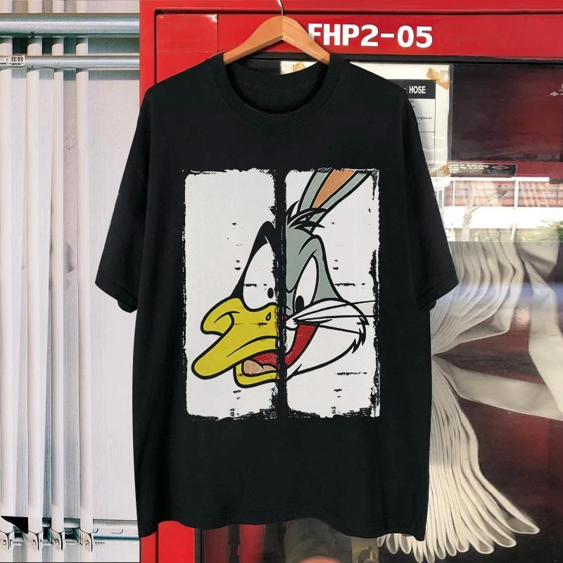 

2025 Fashion Trendy Brand Short-sleeved Large-size Women's Clothing Pure Cotton Printing Trendy Brand American Retro