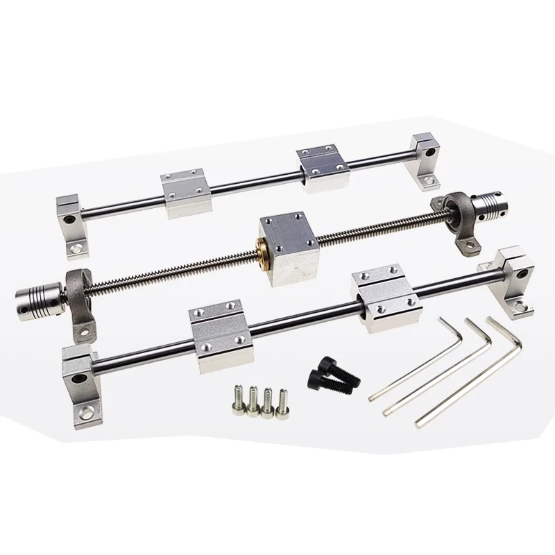 

Направляющая винта с Т-образным отверстием, многогранная гайка для 3D-принтера, 8 мм, трапециевидный ходовой винт T8 T10 T12, набор двух направляющих