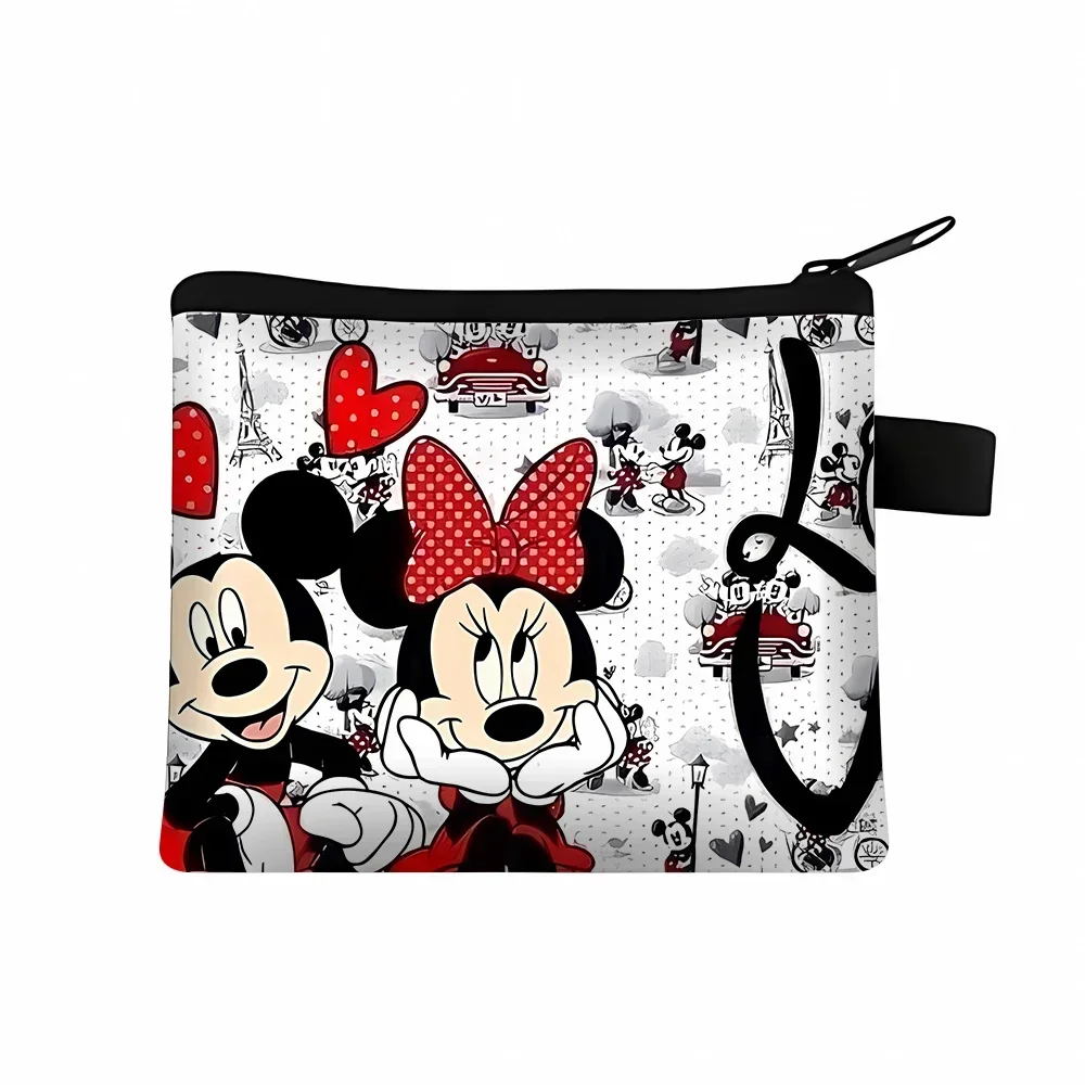 New Disney Mickey Mouse Minnie Coin Purse White Black Themed Women Cosmetic Pouch Fashion Cute Portable Toys Gifts for Children