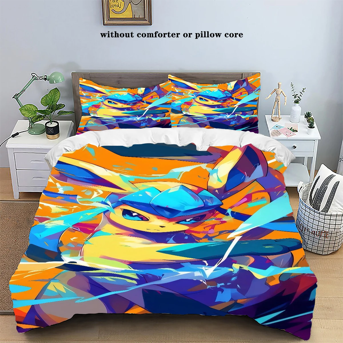 Cartoon Anime Pokemons Bedding Set Kawaii Pikachu Gengar Eevee Charizard Quilt Duvet Cover Pillowcase Kid Bed Set Twin King Size