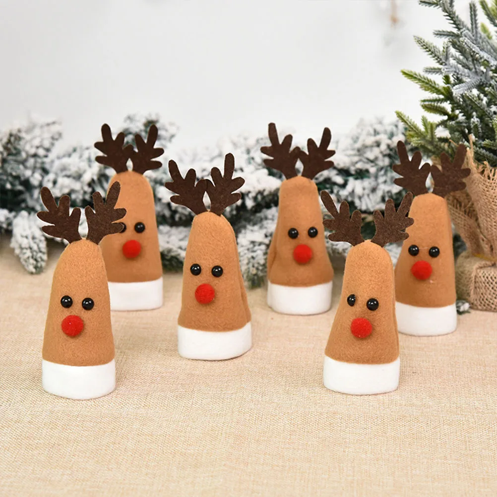 

6Pcs Reusable Christmas Deer Wine Bottle Cover Surprise Your Guests At Holiday Parties and Festivals Wine Bottle Cover
