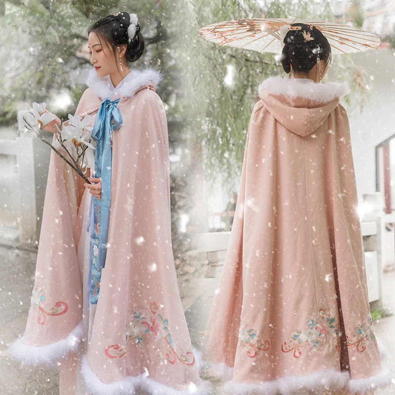 

Traditional Tang Dynasty Ancient Princess Cloak Oriental Ancient Chinese Style Princess Costume Autumn Winter Hooded Cape Coat