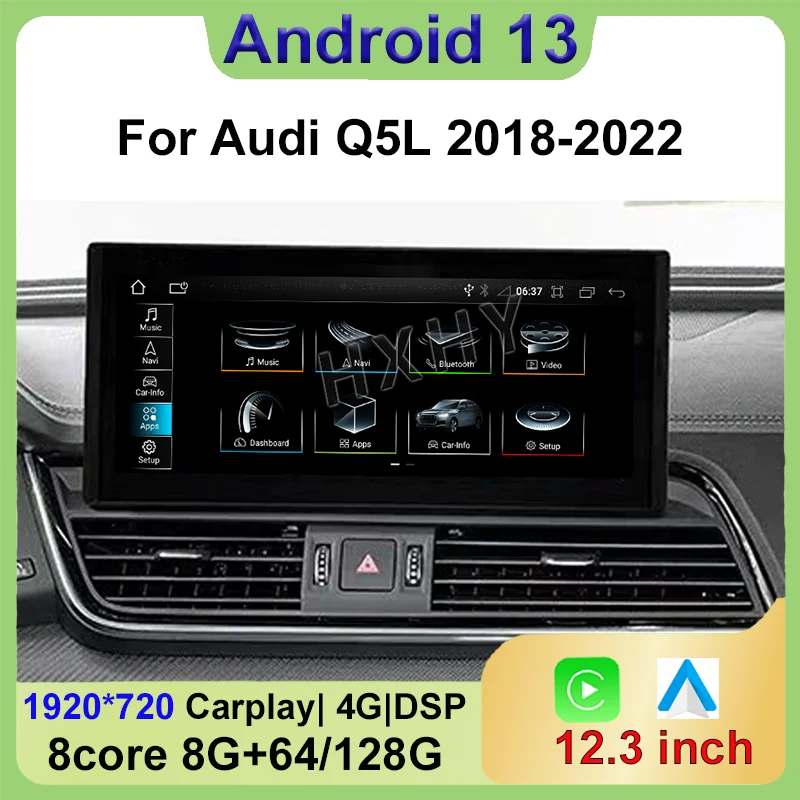 

10.25/12.3Inch Android 13 8+128G Auto Carplay For Audi Q5 Q5L 2018-2022 Car Multimedia Stere Dvd Player Radio Gps Navigation