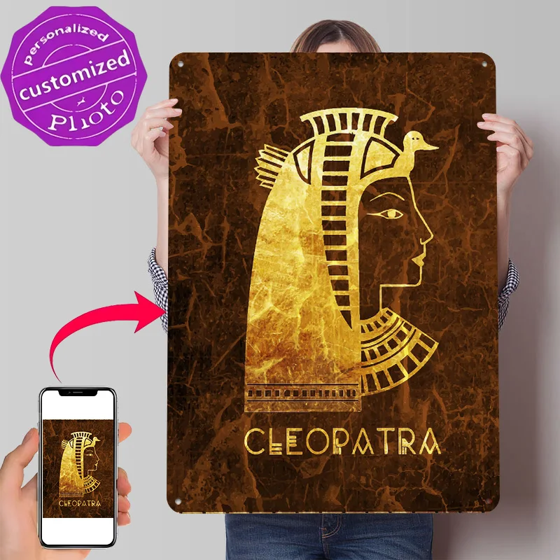 Cleopatra 3D Texture Metal Poster Customized Wall Art Tin Sign Gift for Mancave Luxury Decoration Home Decorations Desk Decor