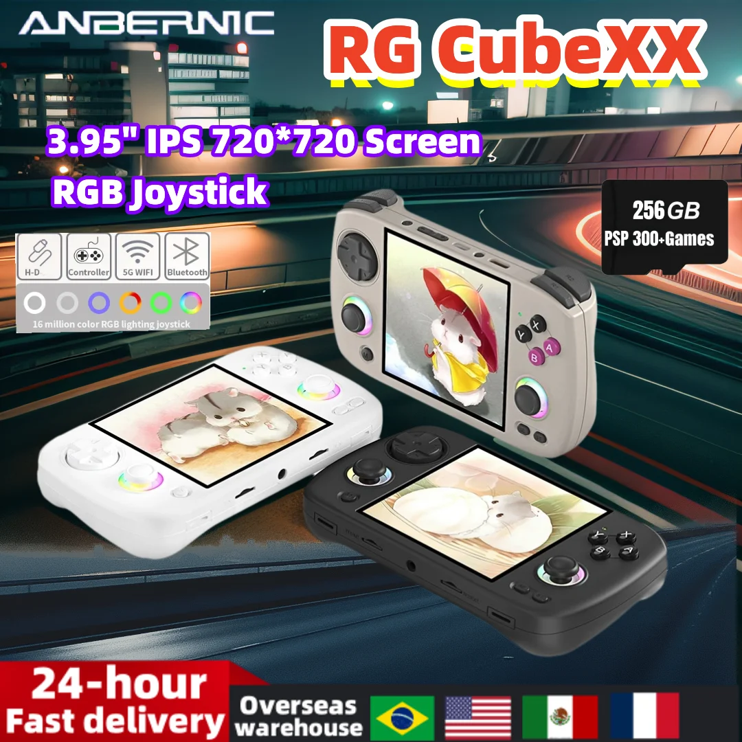 

ANBERNIC RG CubeXX Retro Handheld Games Console 3.95 Inch IPS Screen Linux 64-bit RGB Joystick Video Gaming Player WIFI PSP PS2