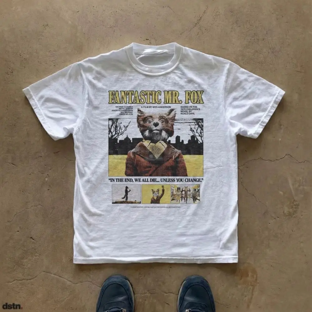 Camiseta de la película Fantastic Mr. Fox, diseño gráfico de Wes Anderson, manga corta, estilo Y2K, informal, holgada, unisex.