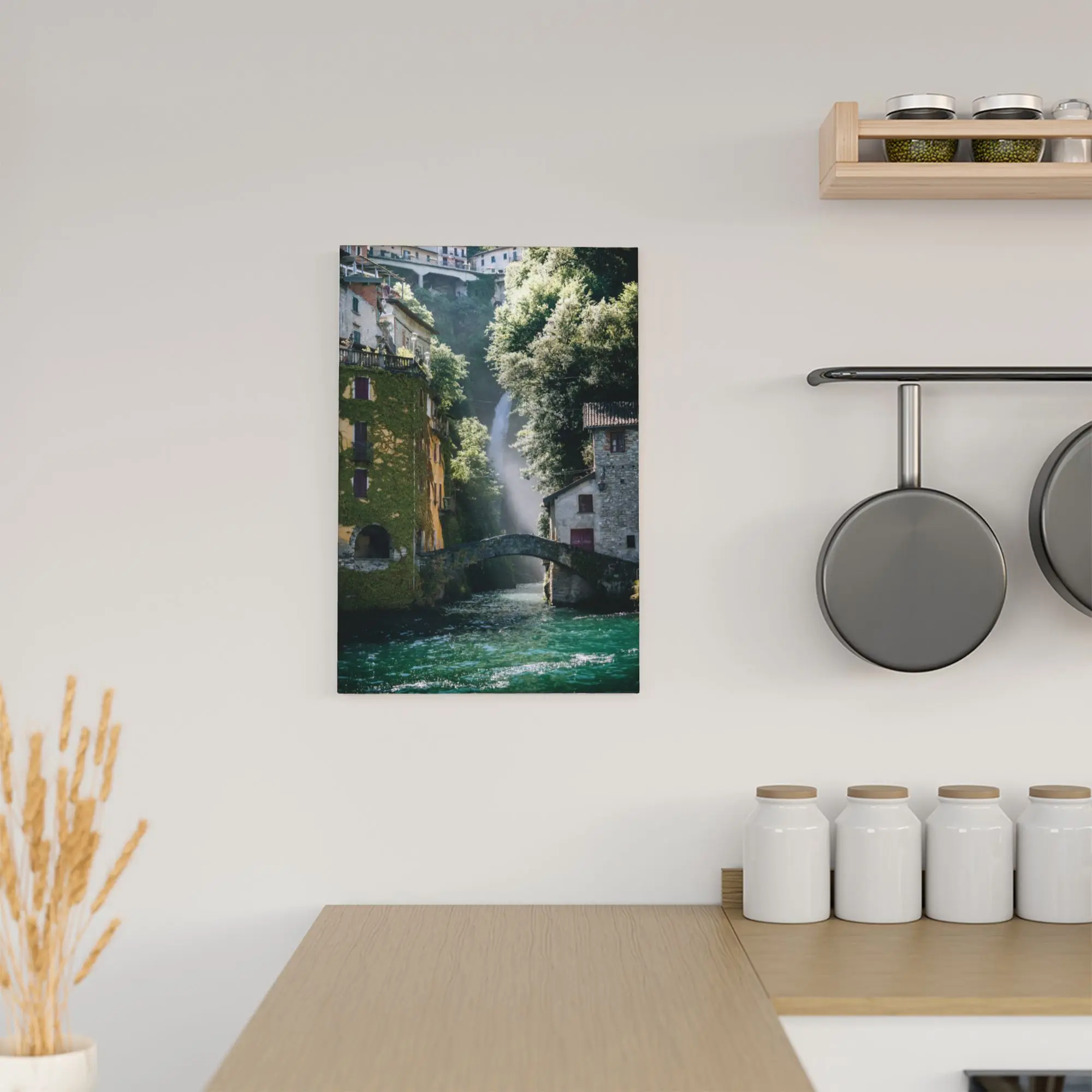 البحر الأبيض المتوسط نمط إيطاليا بحيرة كومو المناظر الطبيعية الخلابة المشهد ليكسايد العائمة مؤطرة قماش ملصق جدار ديكور