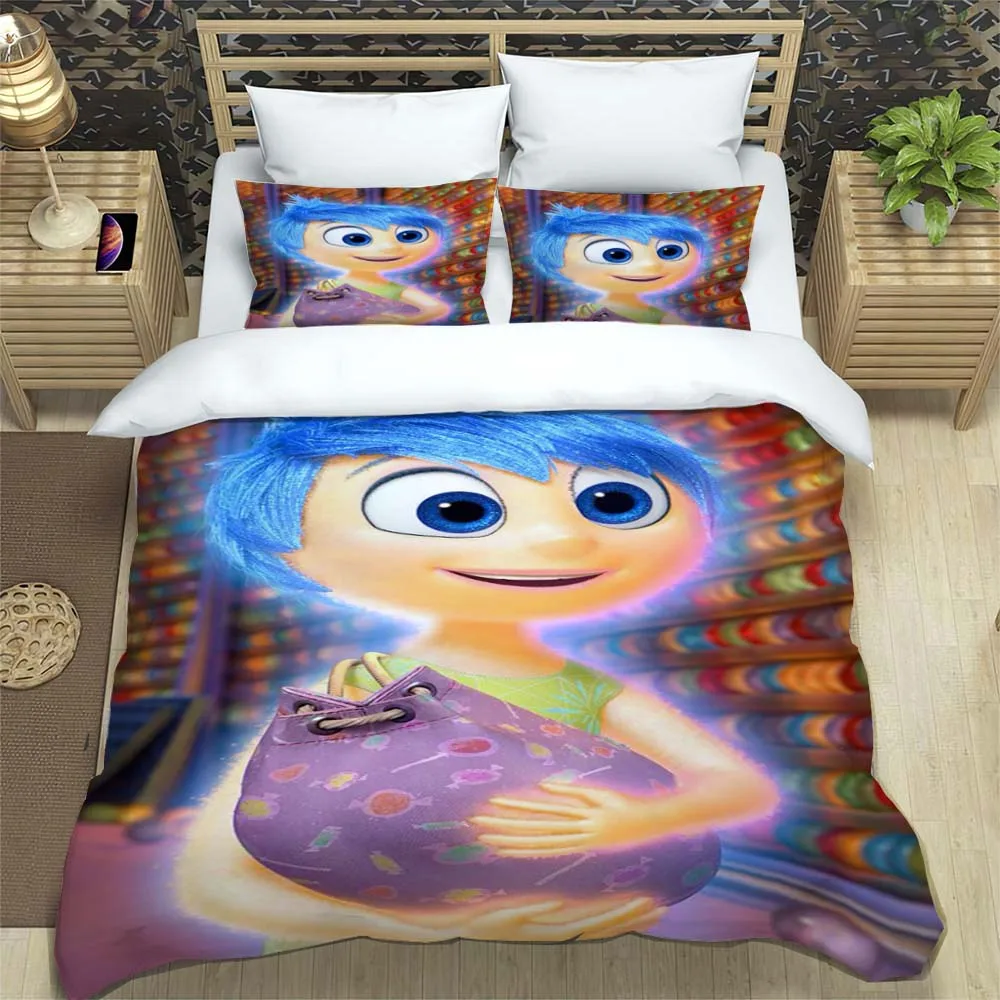 Imagem -05 - Disney Cartoon Inside Out Conjunto de Cama Impressão 3d Solteiro Duplo Tamanho Completo Queen Cama King-size Adulto Crianças Quarto