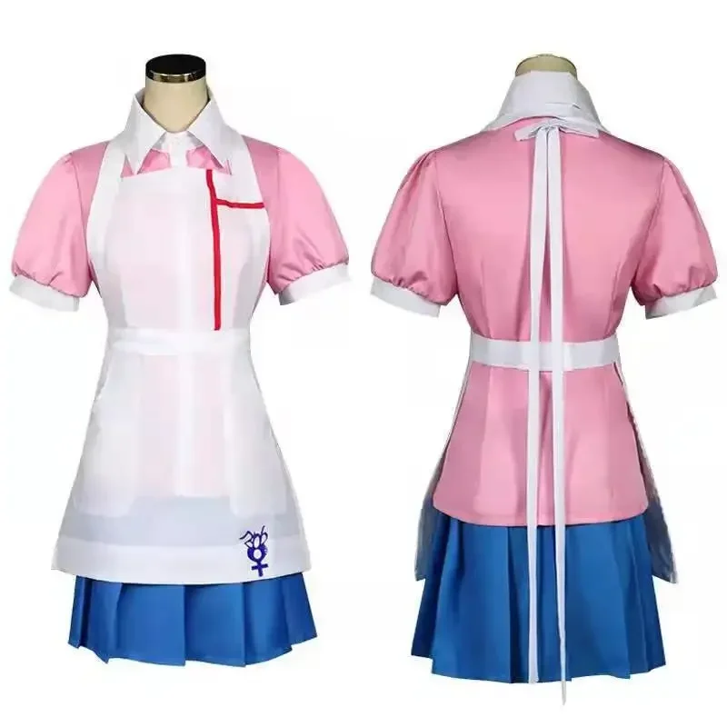 Mikan Tsumiki Cosplay Costume Anime Danganronpa Women Dress Maid Uniform Full Set Halloween Long Wig Carnival Clothes