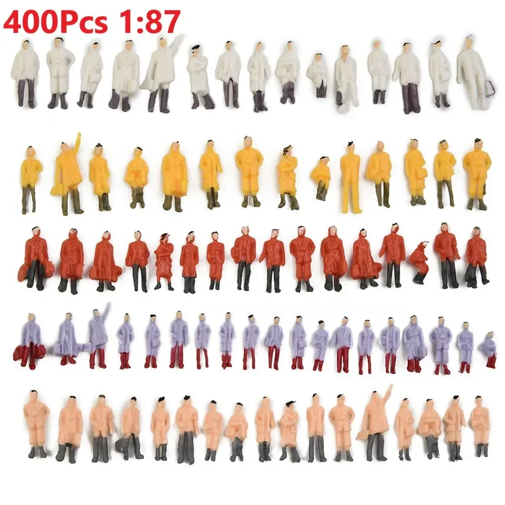 400Pcs Model Trains 1:87 Painted Figures HO TT Scale Standing People Assorted Poses Painted Figures Model People Passenger