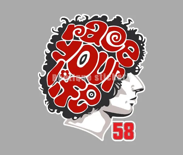 Bumper Car Stickers Scratches Blocking No. 58 Rider Simoncelli Motorcycle Personality Modification Vinyl Stickers Waterproof