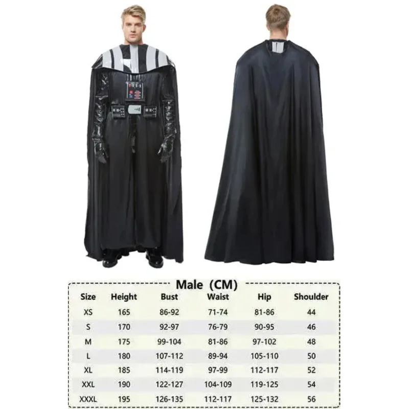 Sky06 فيلم دارث كوس فيدر تأثيري فانتازيا عباءة بذلة زي سترة سوداء موحدة الرجال الفتيان هالوين كرنفال حفلة D66liU &
