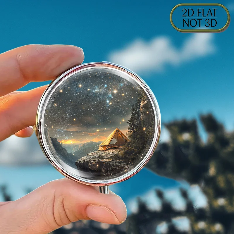 1-piece flat, portable, round metal pill box, featuring a round, glass-like design and bright colors, is an ideal choice for storing vitamins and daily medications. It is suitable for organizing medication, travel storage, or as a gift for relatives and friends on occasions like Father's Day. Flat design