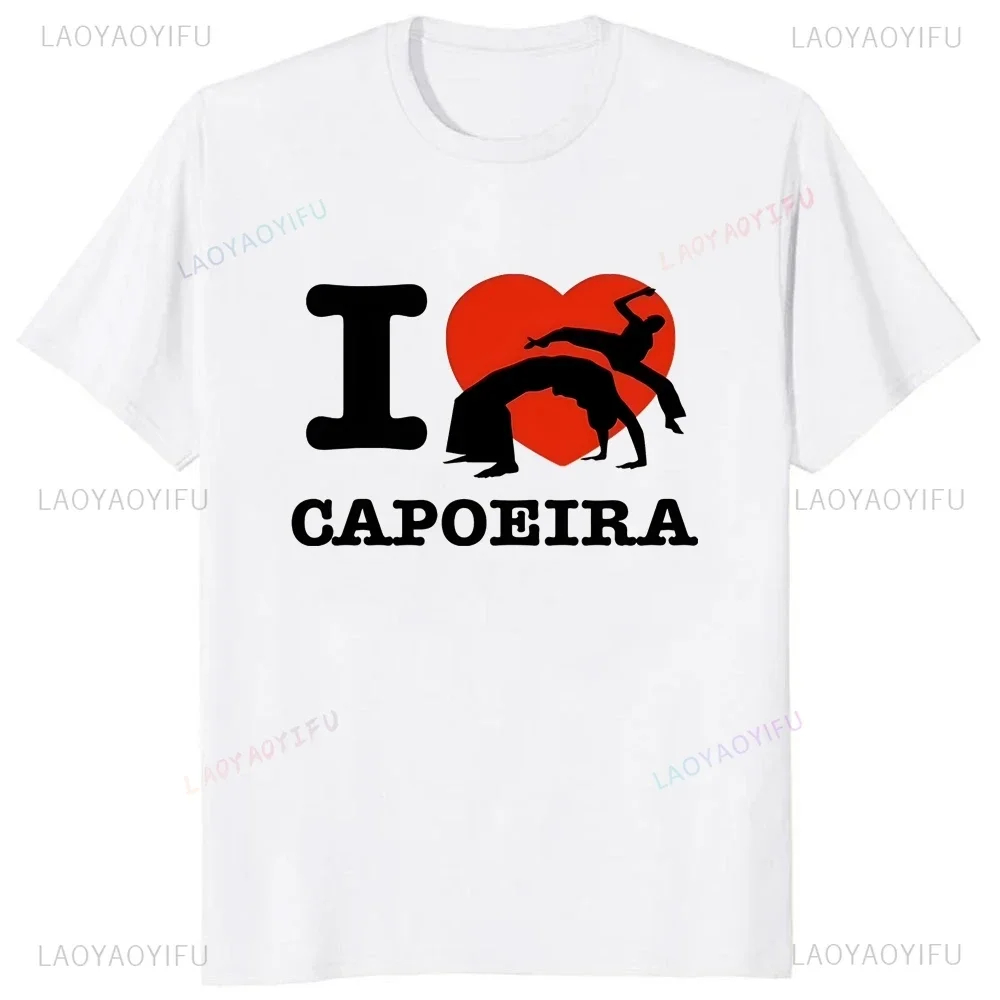 

I Love Brazilian War Dance Print T-shirt Top Capoeira Summer Trend Harajuku Short Sleeve Unisex Shirt Pattern Large T-shirt