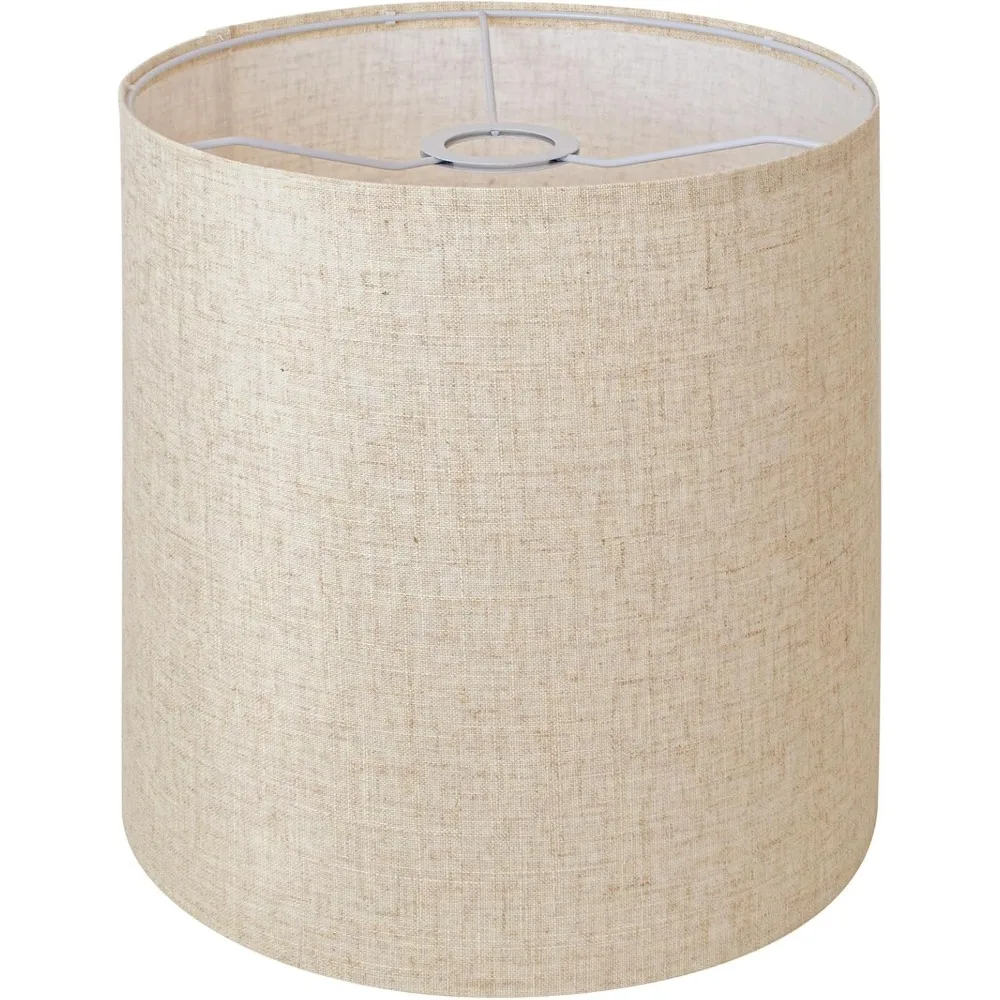 

beige linen tall drum lampshade, 11" top x 11" bottom x 12" high lamp shade, lamp shade replacement for table and floor lamps, p