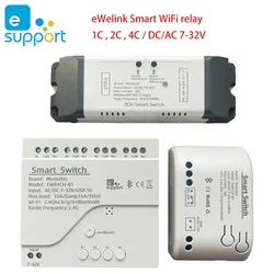 Smart DIY Switch 5V AC/DC 7-32V eWelink WiFi Relay Garage Door Opener ,1/2/4 Channel APP Remote Control,Timer ,Works with Alexa