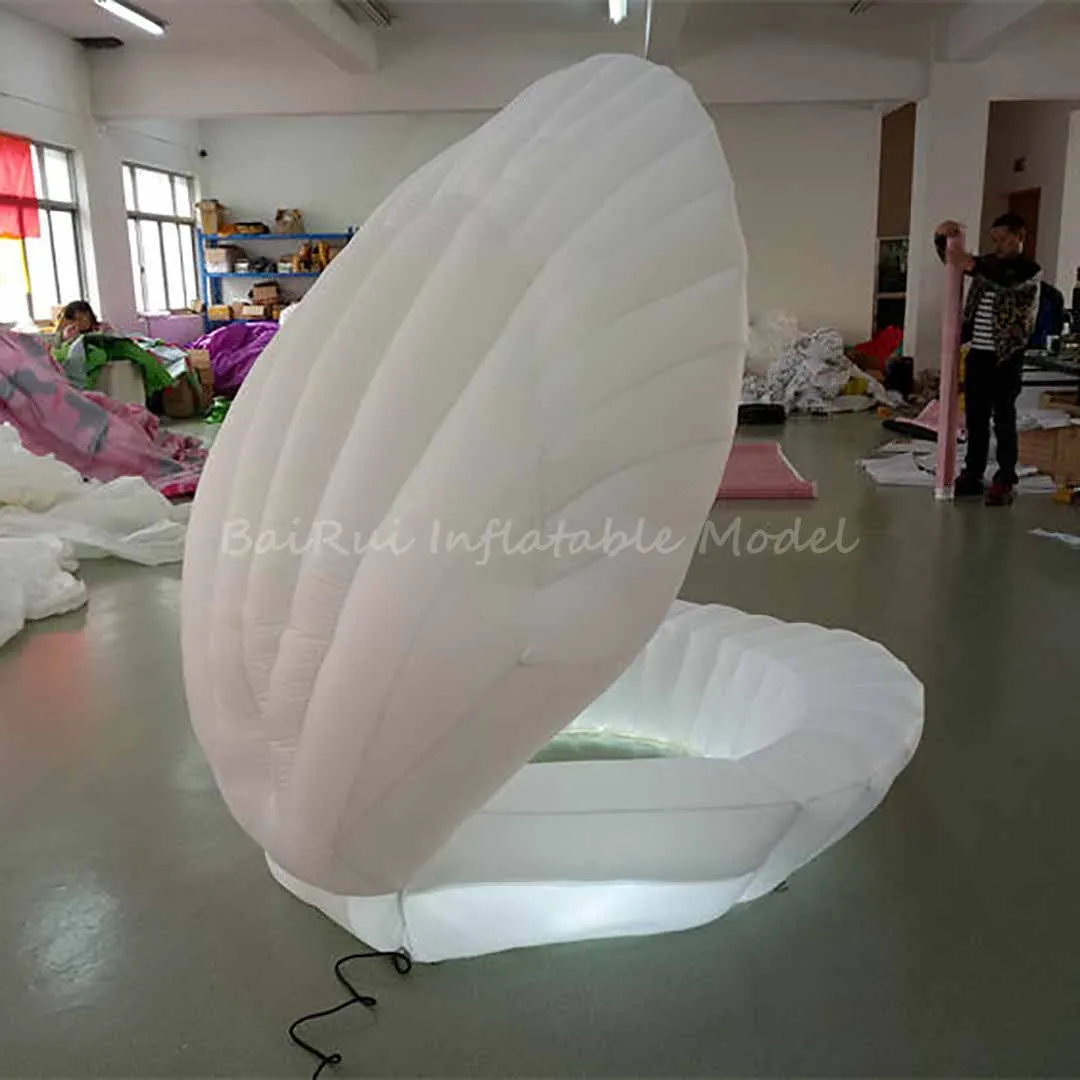 Riesige aufblasbare leuchtende Muschel in Fächerform mit weißem LED-Licht für Hochzeiten, Nachtclubs, Aufführungen und Werbezwecke – Detail 3