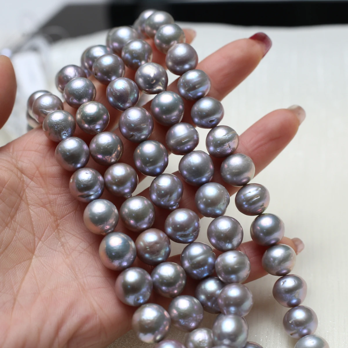 

1string AAA Natural Freshwater Pearl Gray Round Beads Charms for DIY Women Men Necklace Jewelry Making Accessories 10-12mm