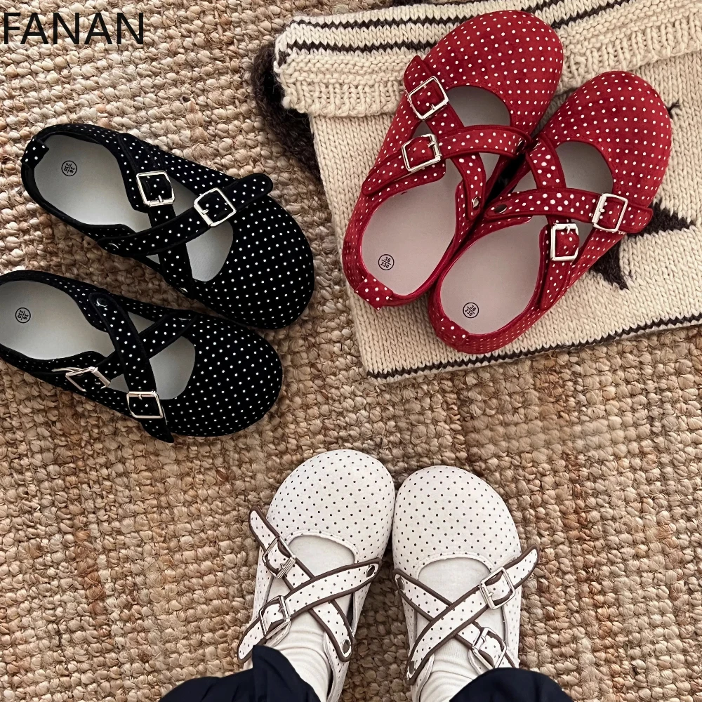 

Kawaii женская обувь в горошек, милые туфли Мэри Джейн на плоской подошве, женская обувь на платформе, повседневные милые туфли-лодочки на высоком каблуке на плоской подошве