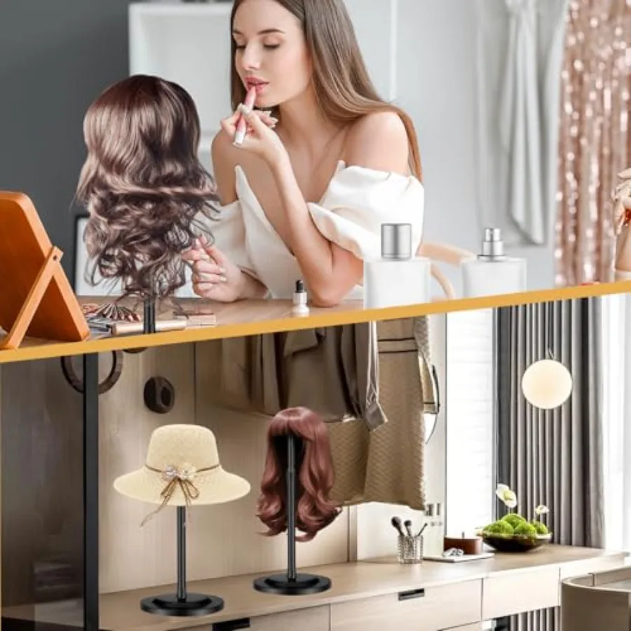 Geegoods 8-delige verstelbare pruikenstandaard 9.818.9 hoogte uitbreidbare pruikenhoofdhouder Stevige pruikhoed displaystandaard voor styling drogen T