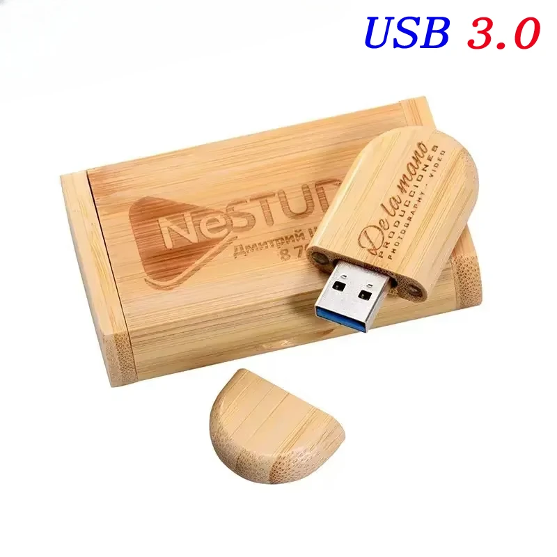 Regalo di nozze Chiavetta USB 3.0 64 GB Logo personalizzato Scatola di legno Chiavetta USB da 32 GB Pendrive Campione gratuito Disco U Memory Stick da 16 GB 8 GB 4 GB