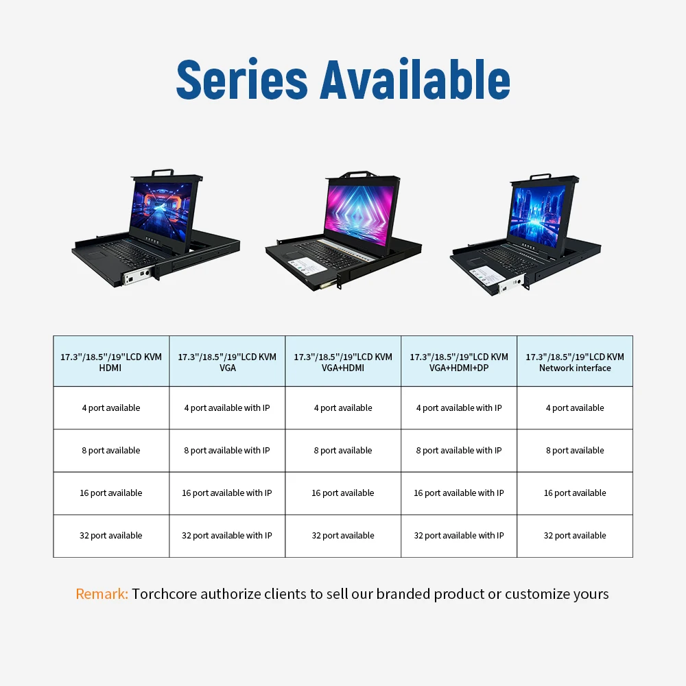 OEM 1U Rackmount Drawer Console With 4 8 16 32 VGA USB Ports With DP 17.3 19 Inch LCD 4K KVM IP Extender Switch Stock