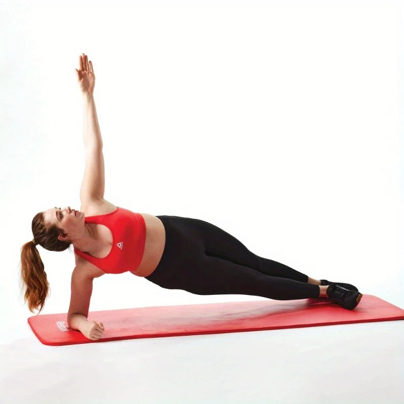 Fitness Yoga Mat, Red, Multi-Use, 72" x 24", Helps maintain comfort during floor exercises, with straps