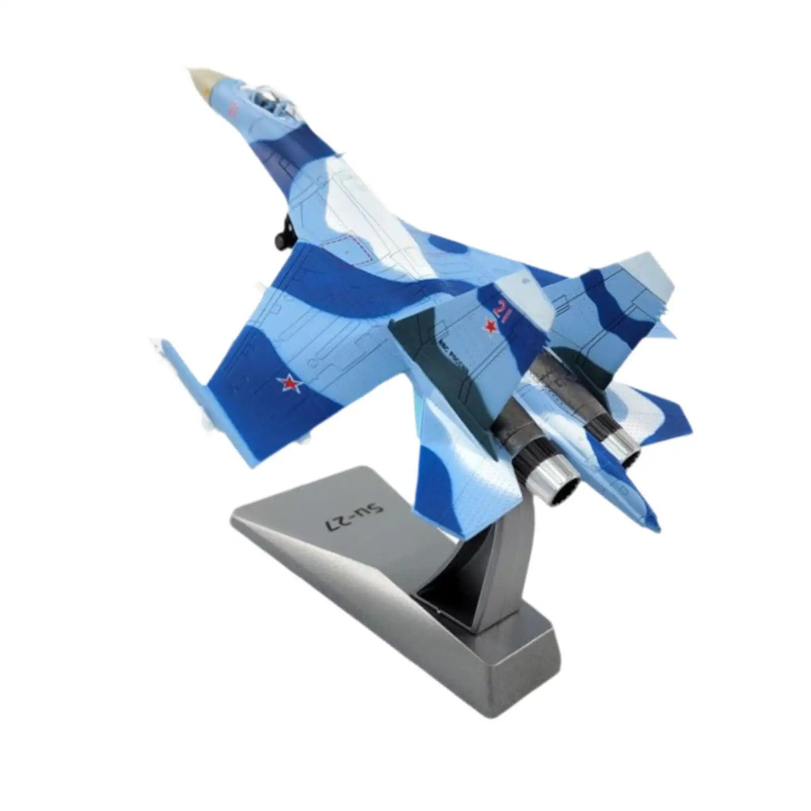 1:100 SU27 Airplane Model with Display Stand, Diecast Plane, Simulation Plane Collectables for Table Desktop Ornament