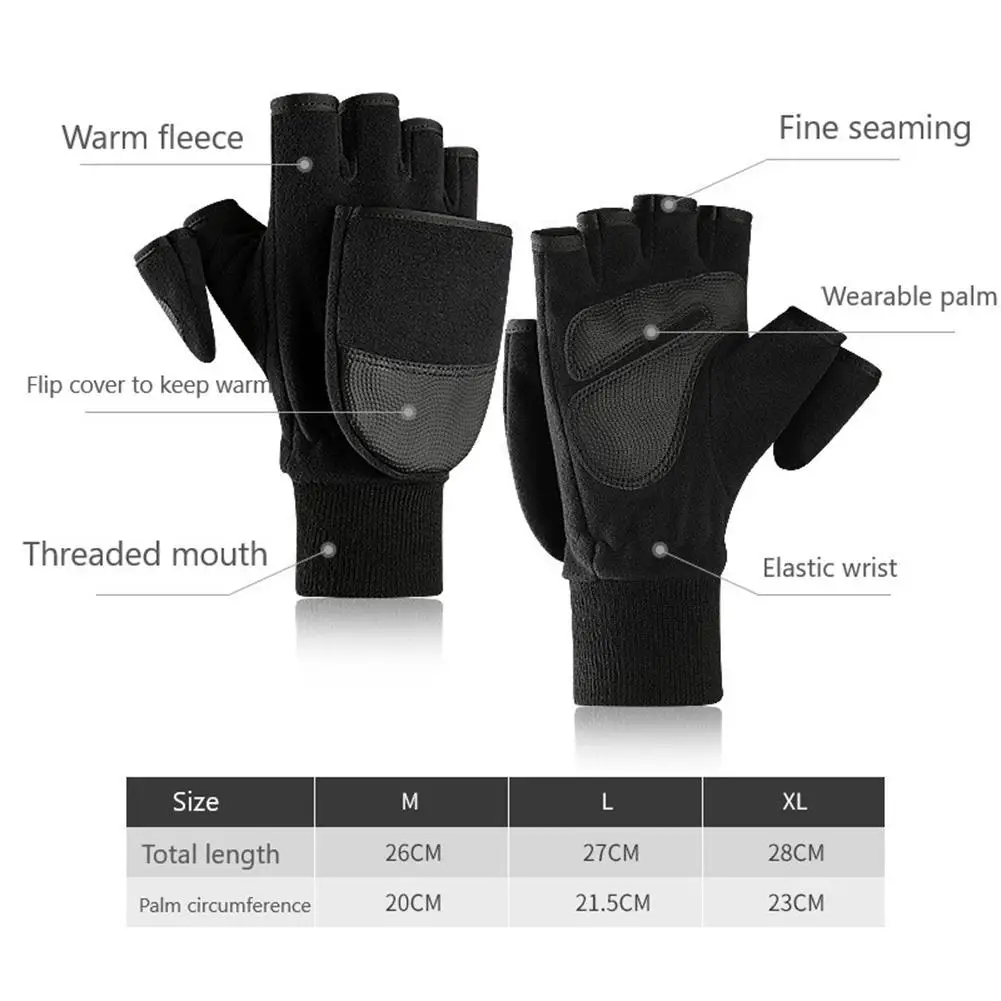 1 Pair Of Winter Gloves Outdoor Flip Photography Touch Screen Windproof Fingerless Gloves