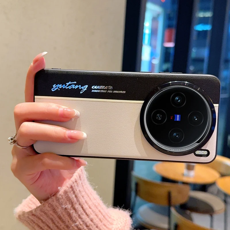 Para vivo x100 x100s x100s pro x100 pro couro galvanizado fluorescente cor-bloco anti-impressão digital anti-queda caso de telefone