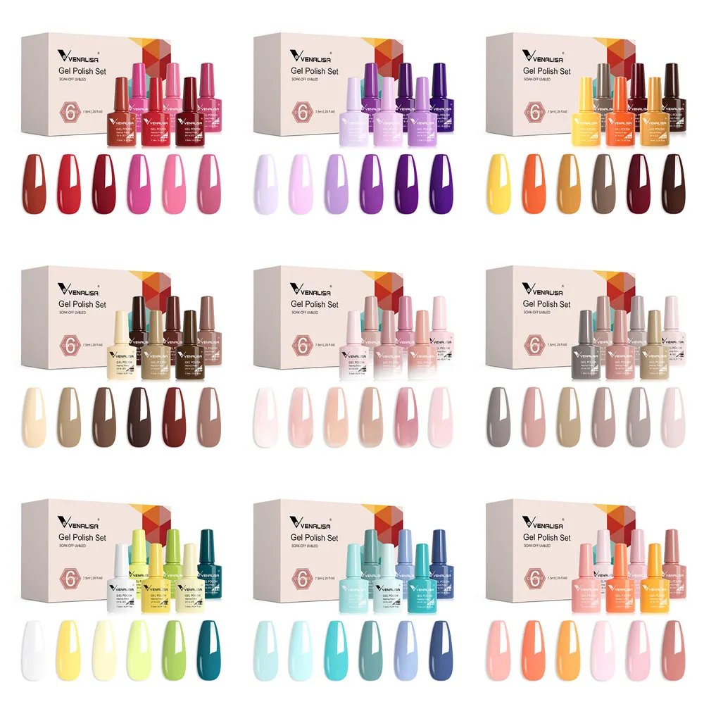 Venalisa Color Nagel-Gel-Nagellack-Set, Jelly Pink, halbtransparent, HEMA FREE, selbstnivellierendes Nude Natural Pink Nagel-Maniküre-Set – Detail 1