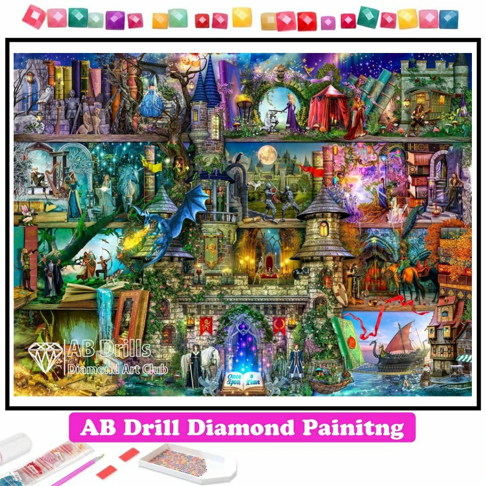 

Once Upon a Fairy Tale AB Diamond Painting Mosaic Fantasy Elf Landscape Cross Stitch Embroidery Handmade Rhinestones Home Decor