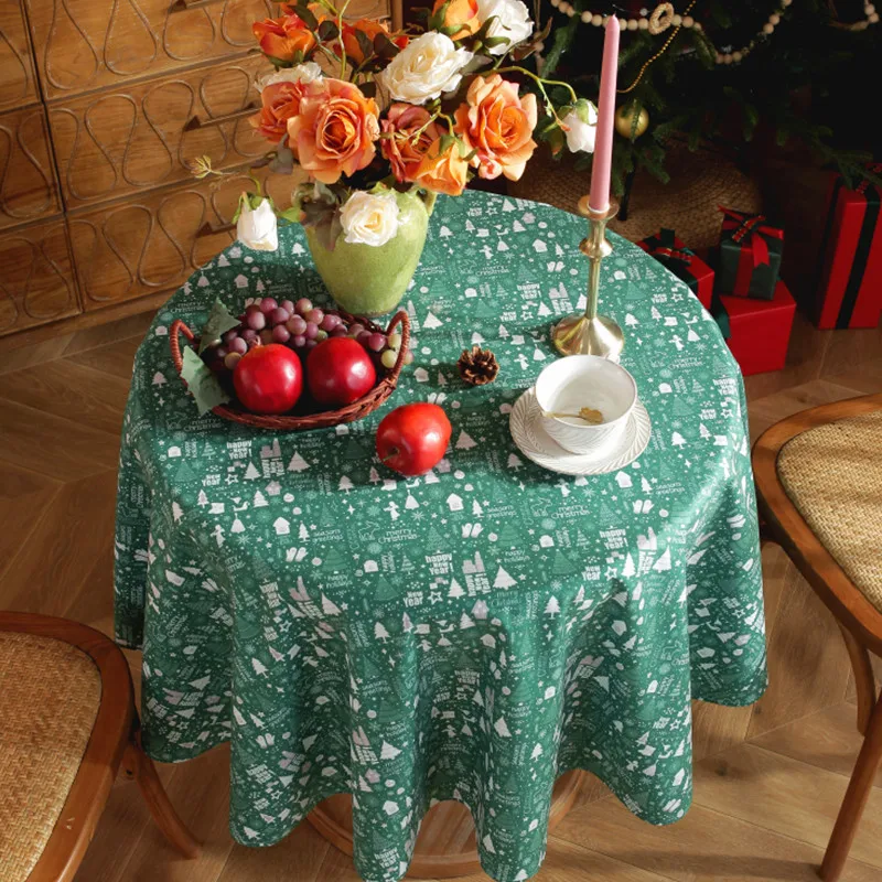 

Table Cloth Round Christmas Tree Printed for Party Tablecloth for Coffee Table Decoration Circular Table Cover Diameter 150cm