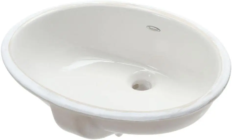 Pia oval cerâmica branca do banheiro, adição elegante para sua renovação home, dissipador do Undermount, 19,6 "x 17,6" x 9"