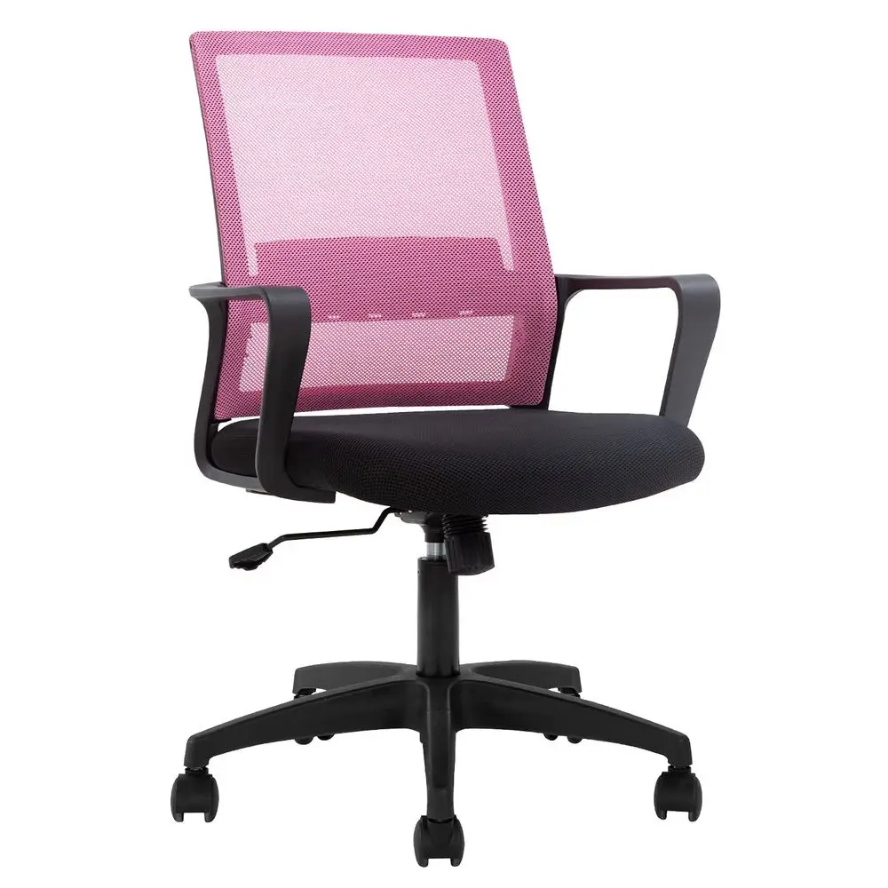 

Desk Task Chair MidBack Mesh Home Office Swivel Chair Modern Executive Chair with Wheels Armrests Lumbar Support Pink