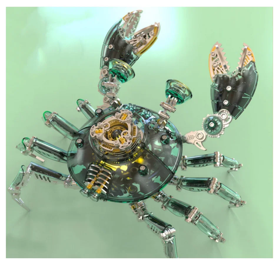Zestaw DIY Mechaniczny Krab Metalowy Model Puzzle 3D Magnetyczna Lampka z Przyssawką Model do Składania Modny Ręcznie Robiony Prezent Zabawka