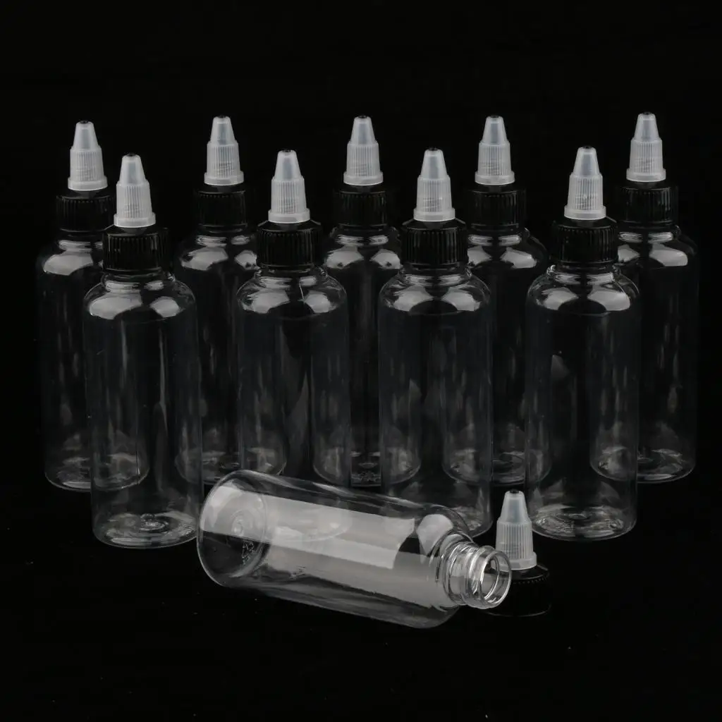 10pcs 100ml Empty Plastic Squeeze Bottle with Twist Top Cap Tip Applicator for Solvents, Oils, Paint, Ink, Liquid, Glue