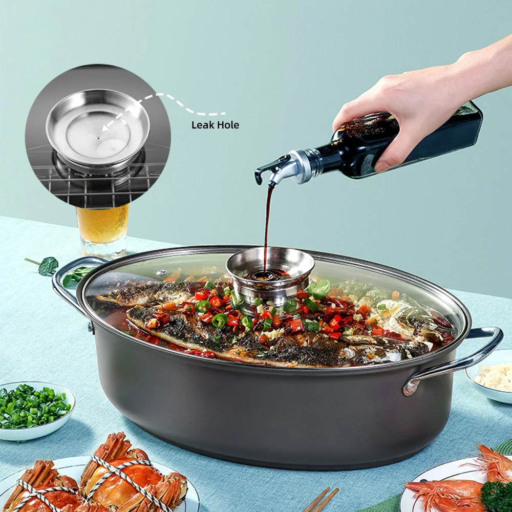 COOKER KING Steamed Fish Pot Large Non-Stick Cooking Pot Grilled Fish Pot Seafood Steam Steamer Induction Cooker Universal