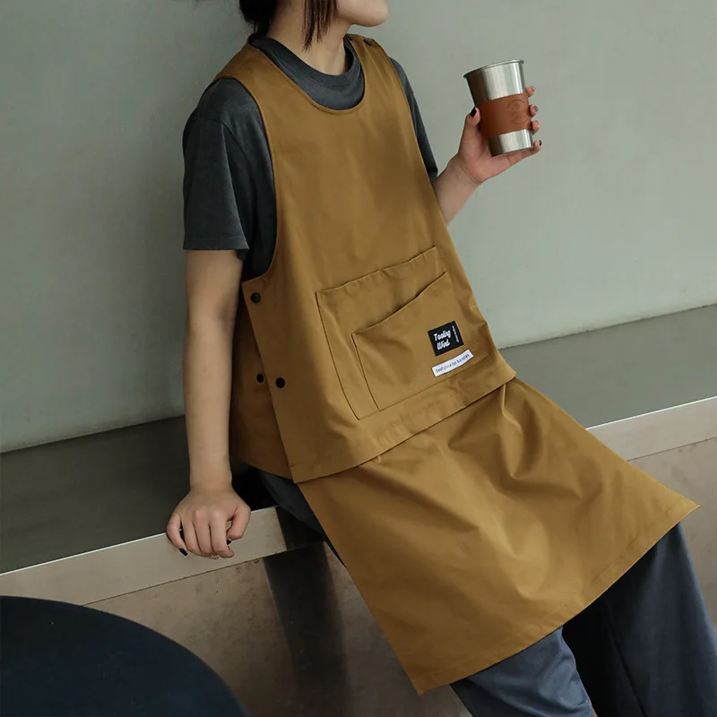 

Workwear apron anti fouling and oil resistant detachable kitchen catering coffee hair salon work clothes for men and women