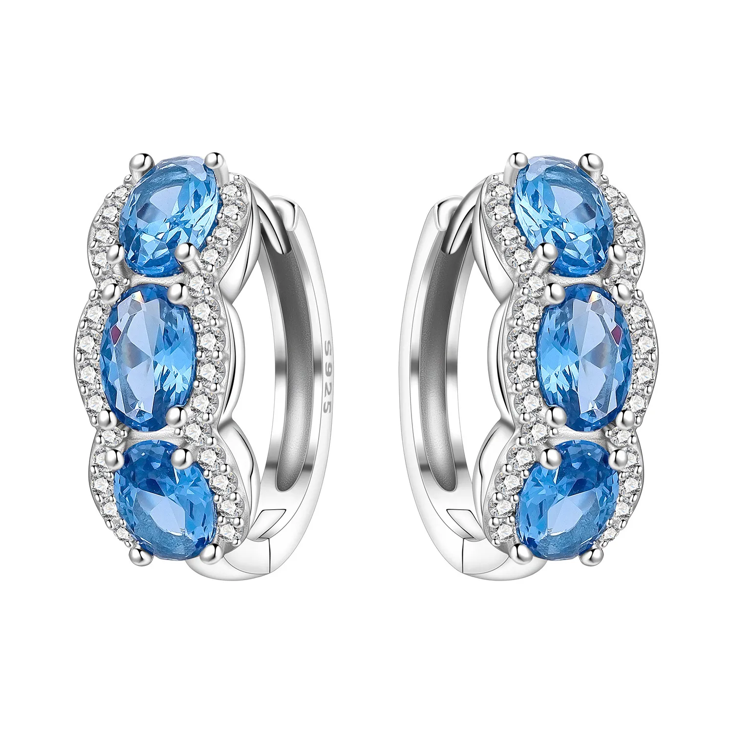 

PANPOKI оригинальные серьги из стерлингового серебра 925 пробы со сверкающим синим цирконием, женские серьги-кольца, юбилейные ювелирные изделия, модные подарки