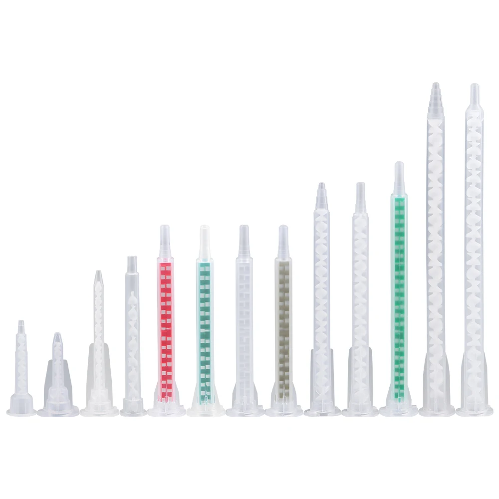Mélangeur statique d'époxy, 50 pièces, buse de mélange de distribution d'adhésifs, Tube de mélange de colle AB en résine pour Machine de mélange de liquide à deux composants