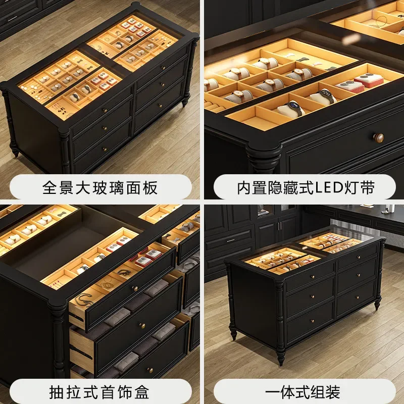 Simple Double-Sided Drawer Jewelry Cabinet Bedroom Floor Storage Chest Home Organizer Display Stand for Cloakroom