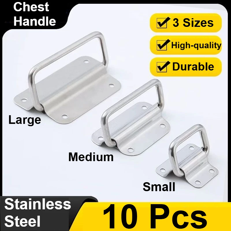 

10 шт. нагрудные ручки, маленькие/средние/большие, складная ручка из нержавеющей стали 304, кольцо для ящика для инструментов, сверхмощный чехол для поверхностного монтажа