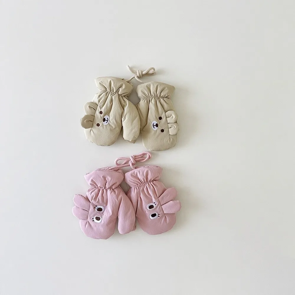 패션 귀여운 만화 곰 전체 손가락 장갑 두꺼운 방풍 따뜻한 장갑 방한 장갑 어린이