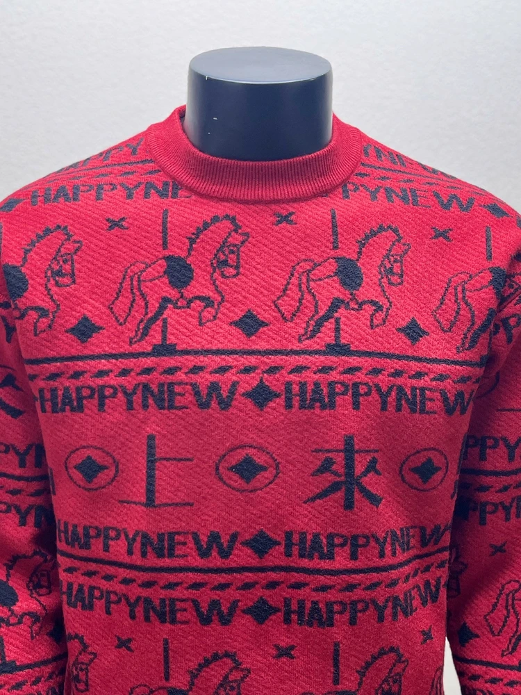 I.T  Winter Christmas New Year Knitted Sweater Celebratory Menswear Fashionable High-end Brand Long Sleeve round Neck Woolen