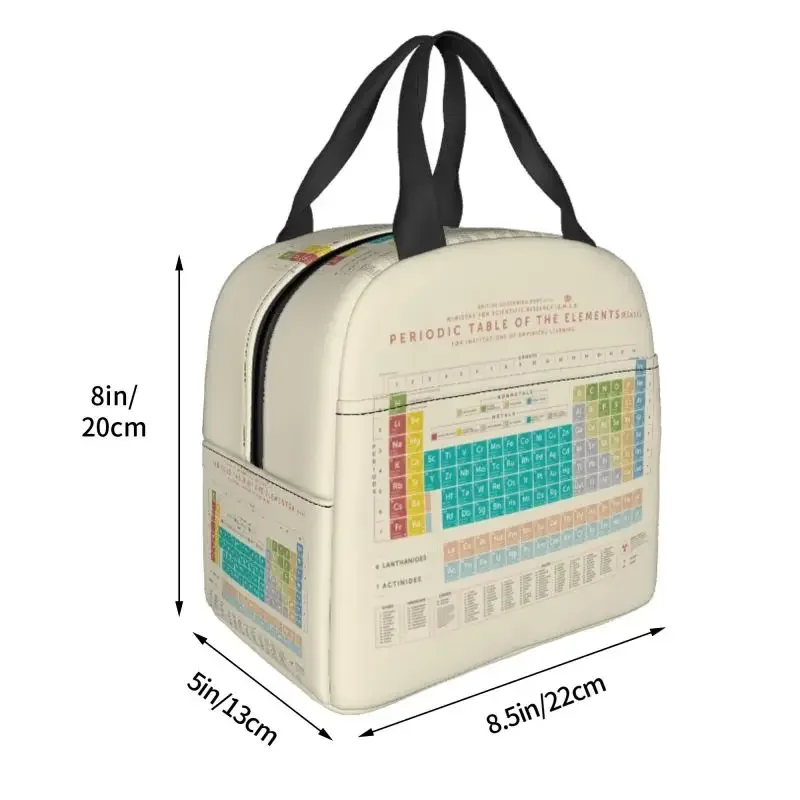 Sac à lunch isotherme thermique, fourre-tout portable pour l'école, le stockage des aliments, la science, la chimie, le tableau périodique des éléments