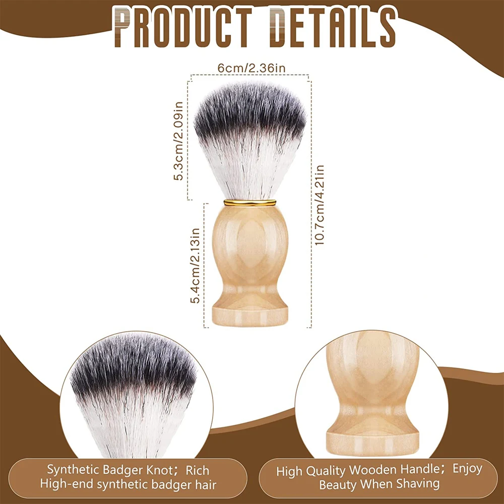 Men Shaving Brush Natural Badger Hair Wood Handle Hair Salon Shave Brush Face Beard Cleaning Appliance Barber Salon Shave Brush