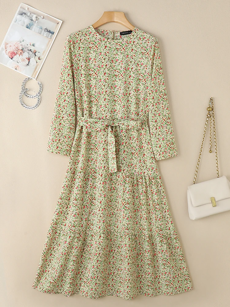 2025 Autumn Floral Print Dress ZANZEA Stylish Women Long Sleeve Robe Bohemain Loose Sundress Muslim Abaya Eleagnt Work Dresses