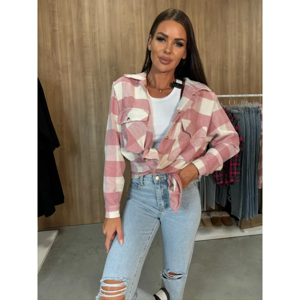 Karohemd Herbst und Winter neues Temperament Pendler lang ärmel ige Top Mode lässige Explosion Damen Plaid jacke
