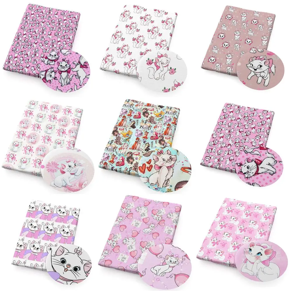 

50*145cm Disney Marie Cat Polyester/Pure Cotton Fabric Tissue Sewing Quilting Needlework Material Curtain DIY Bag